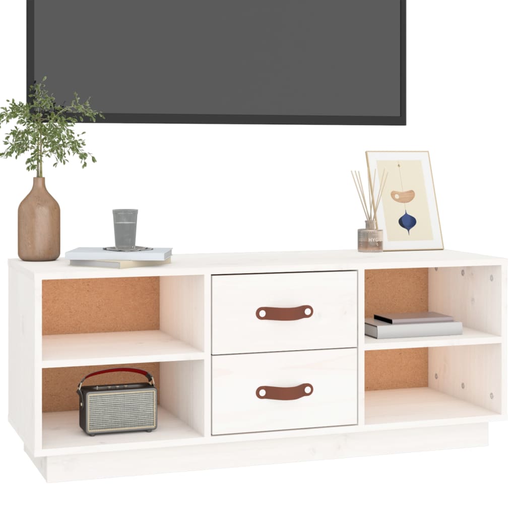 TV-Møbel Hvit TV-benk 100x34x40 cm heltre furu