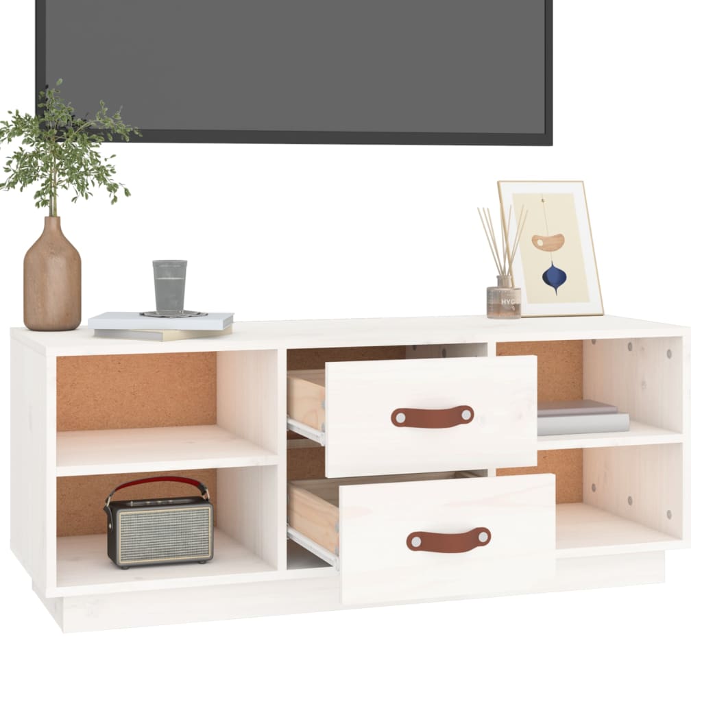 TV-Møbel Hvit TV-benk 100x34x40 cm heltre furu