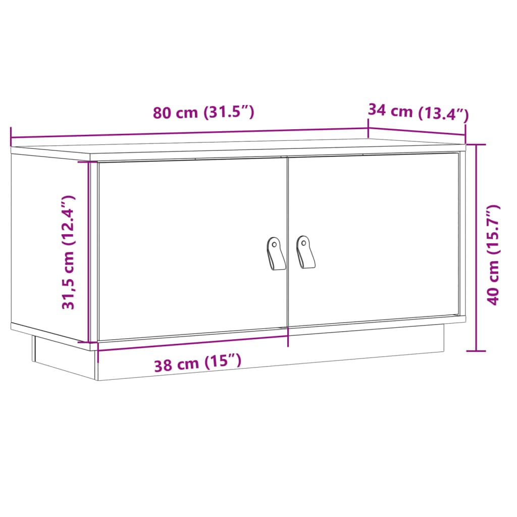 TV-Møbel Brun Tv-benk Honningbrun 80x34x40 cm heltre furu