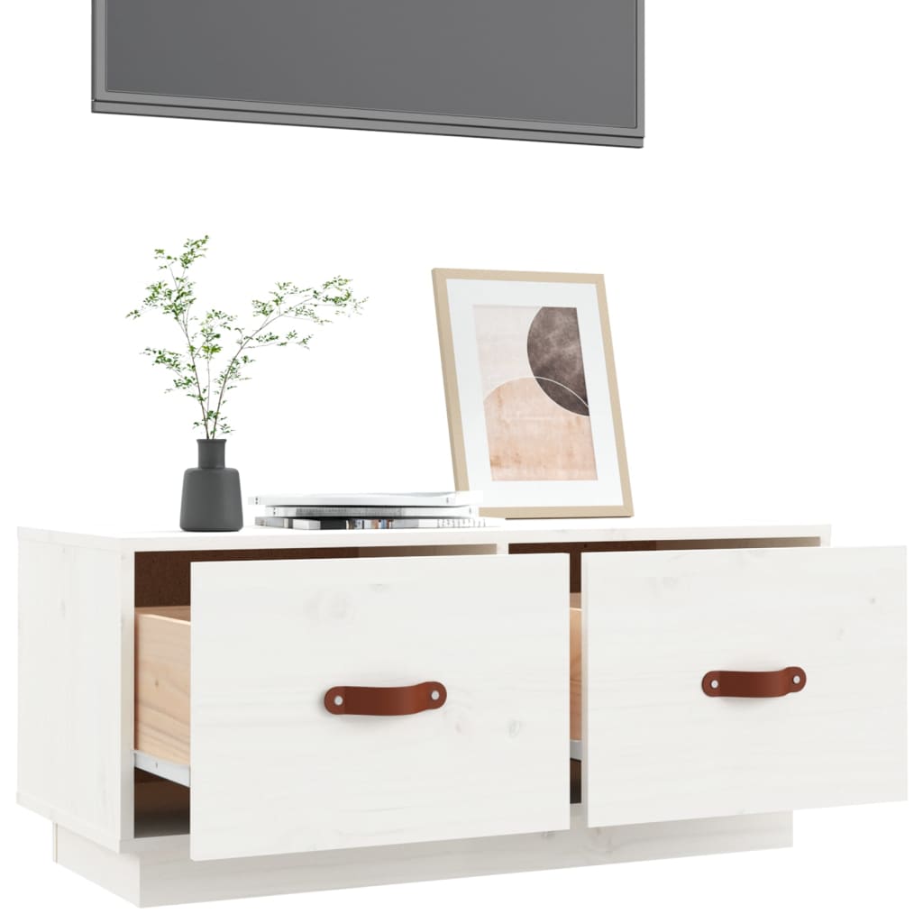 TV-Møbel Hvit TV-benk 80x34x35 cm heltre furu