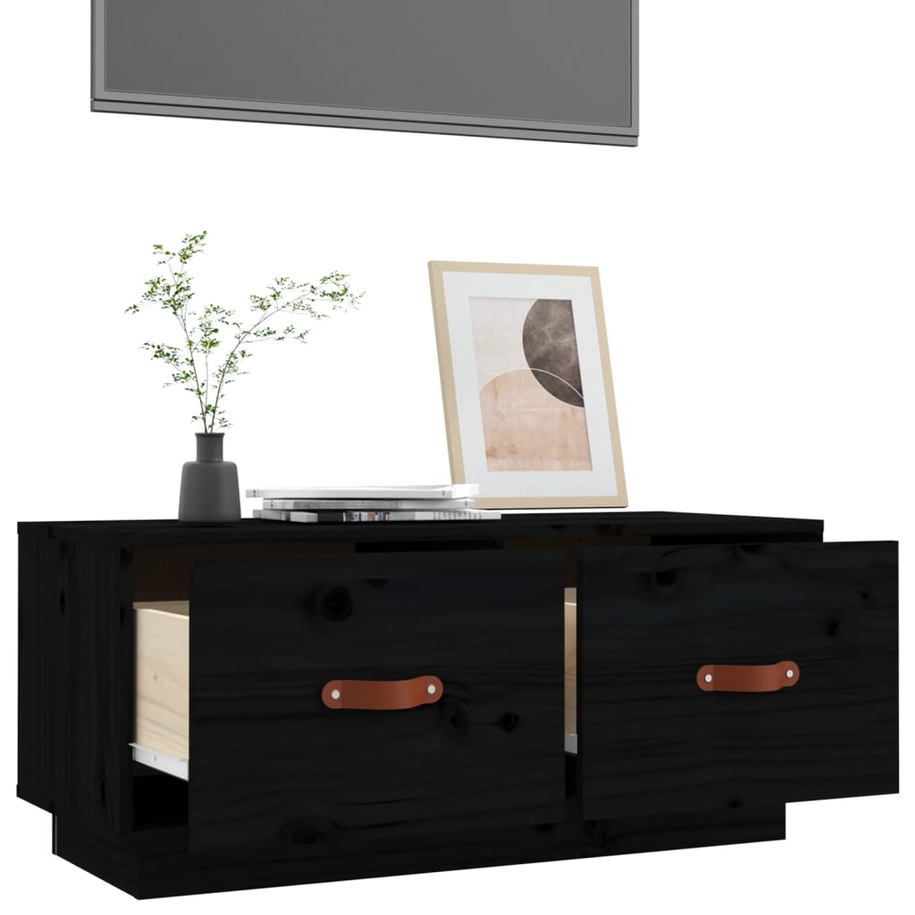 TV-Møbel Svart TV-benk 80x34x35 cm heltre furu