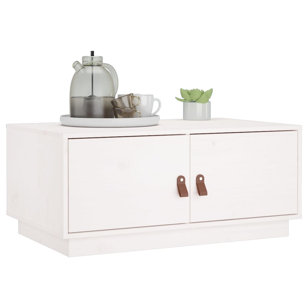 Salongbord Sofabord Hvit 80x50x35 cm heltre furu