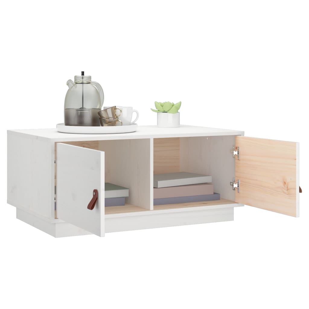Salongbord Sofabord Hvit 80x50x35 cm heltre furu