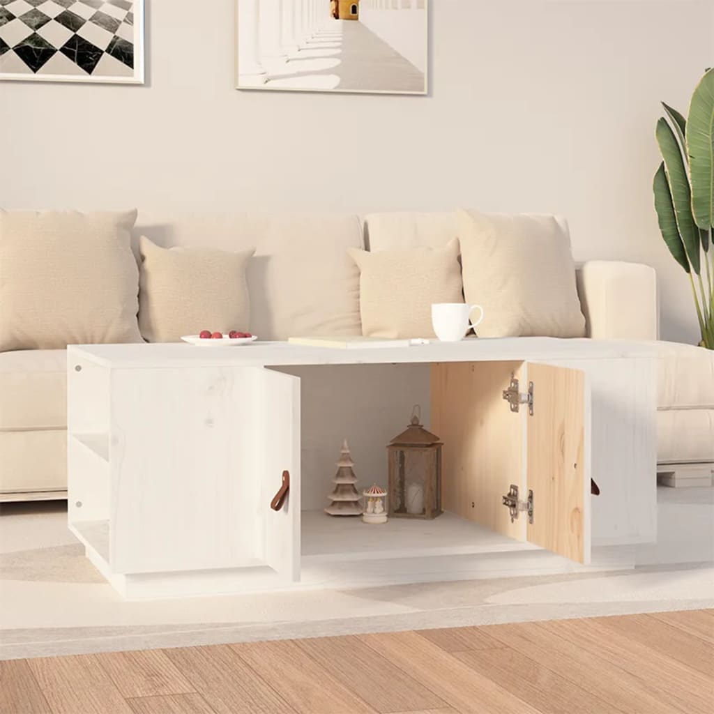 Salongbord Sofabord Hvit 100x50x41 cm heltre furu