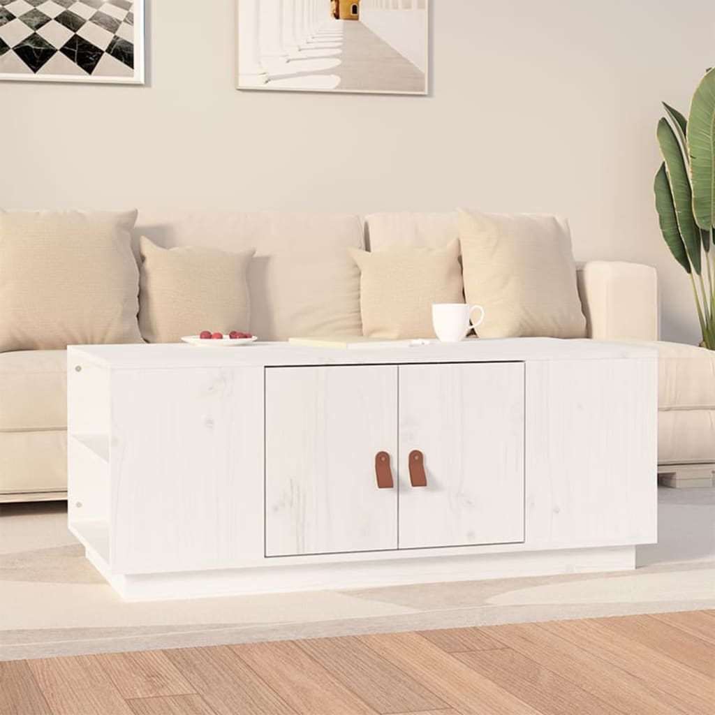 Salongbord Sofabord Hvit 100x50x41 cm heltre furu