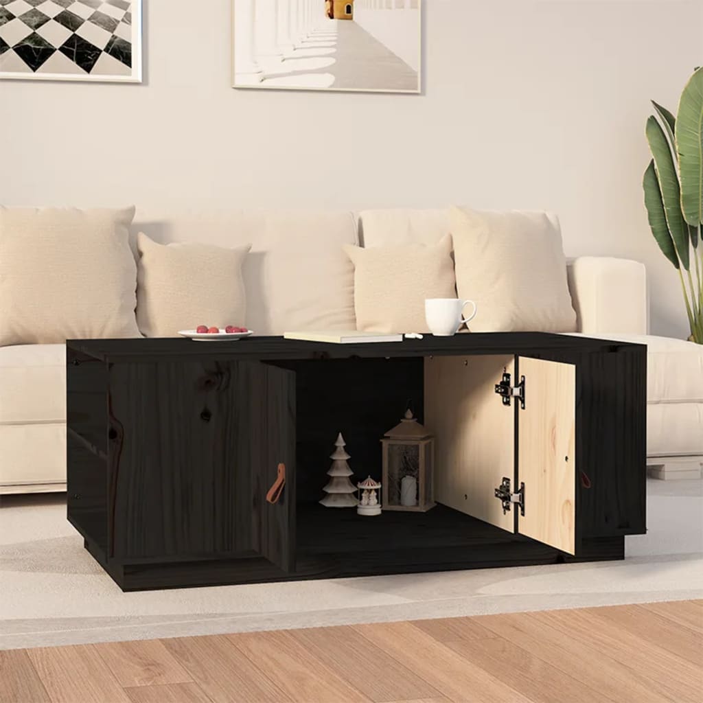Salongbord Sofabord Svart 100x50x41 cm heltre furu