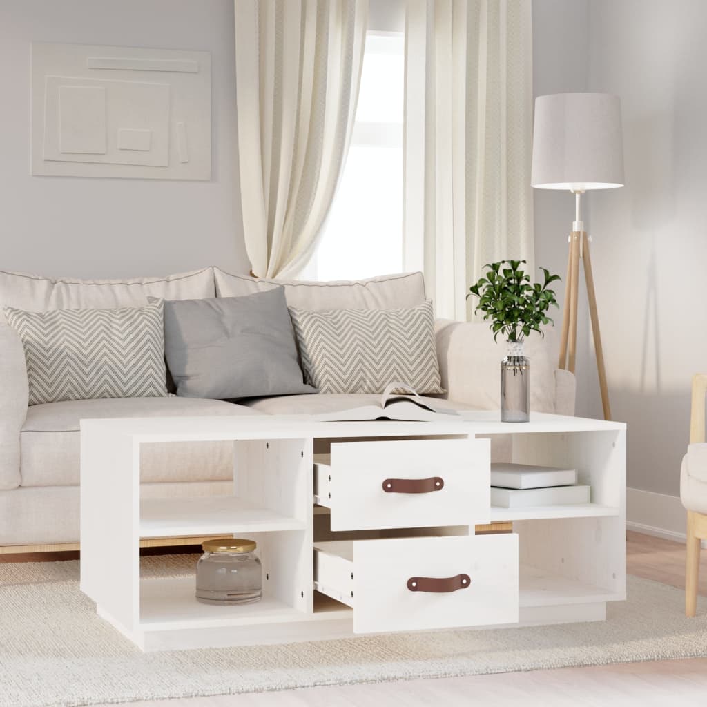Salongbord Sofabord Hvit 100x50x41 cm heltre furu