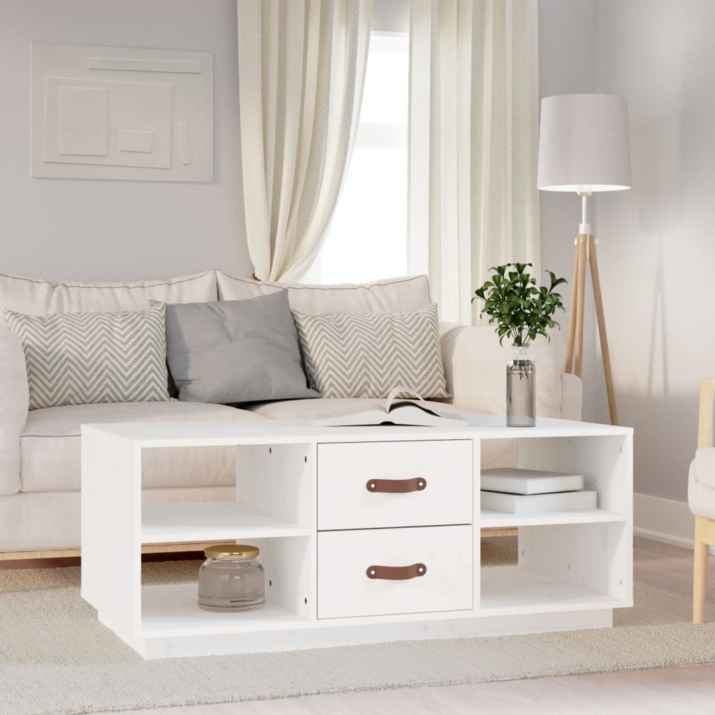 Salongbord Sofabord Hvit 100x50x41 cm heltre furu