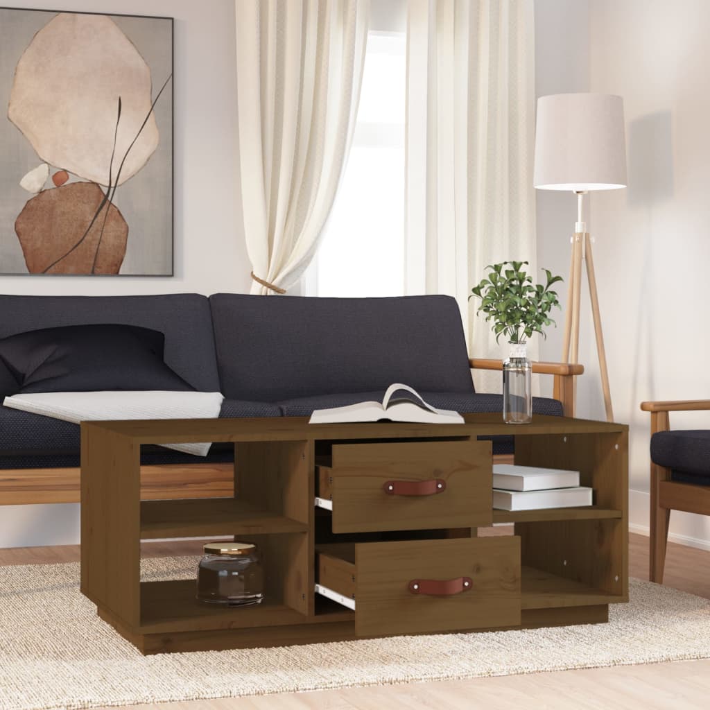 Salongbord Sofabord Tre heltre furu Honningbrun 100x50x41 cm