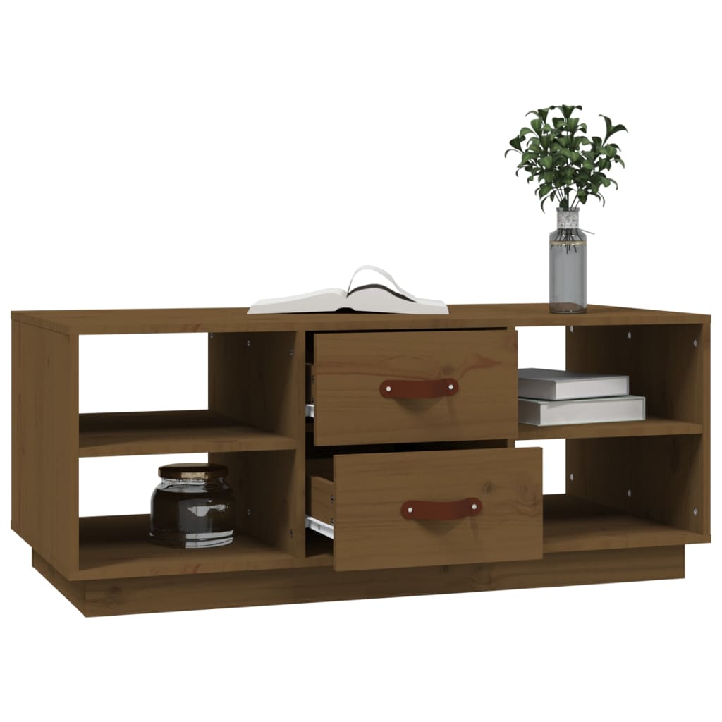 Salongbord Sofabord Tre heltre furu Honningbrun 100x50x41 cm