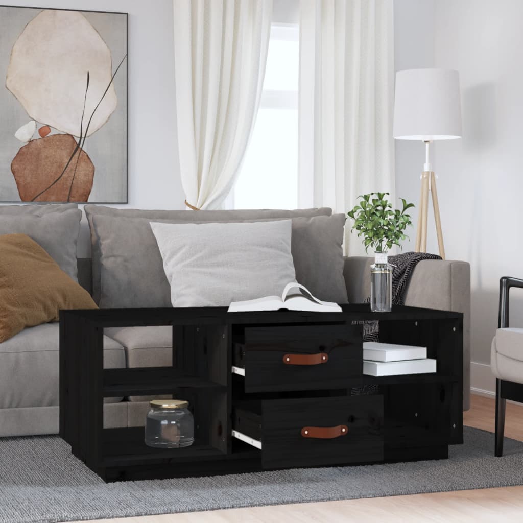 Salongbord Sofabord Svart 100x50x41 cm heltre furu