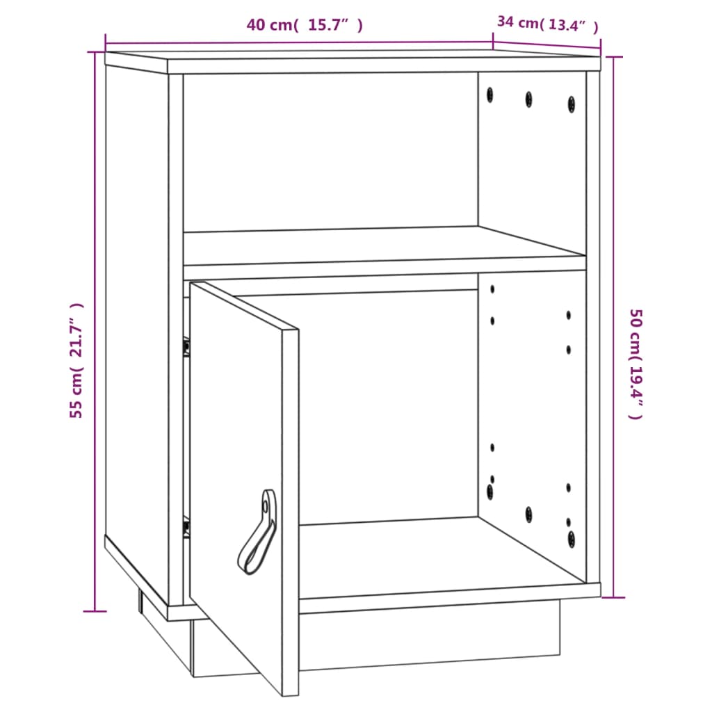 Nattbord Sengbord Tre heltre furu 40x34x55 cm