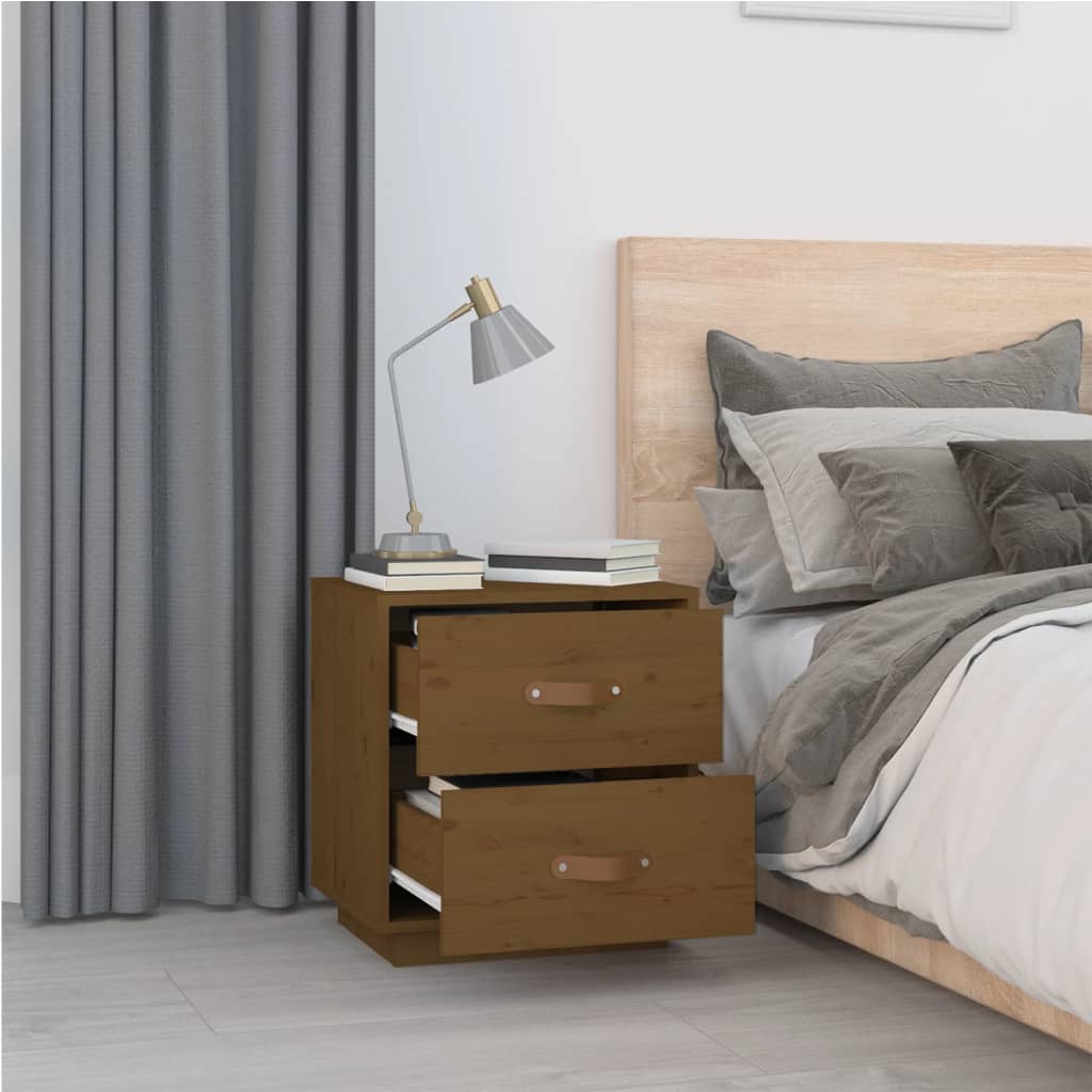 Nattbord Sengbord Honningbrun 40x34x45 cm heltre furu