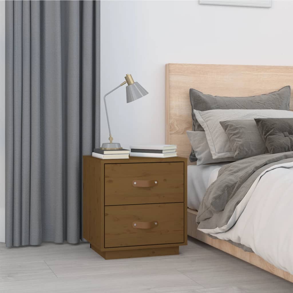 Nattbord Sengbord Honningbrun 40x34x45 cm heltre furu