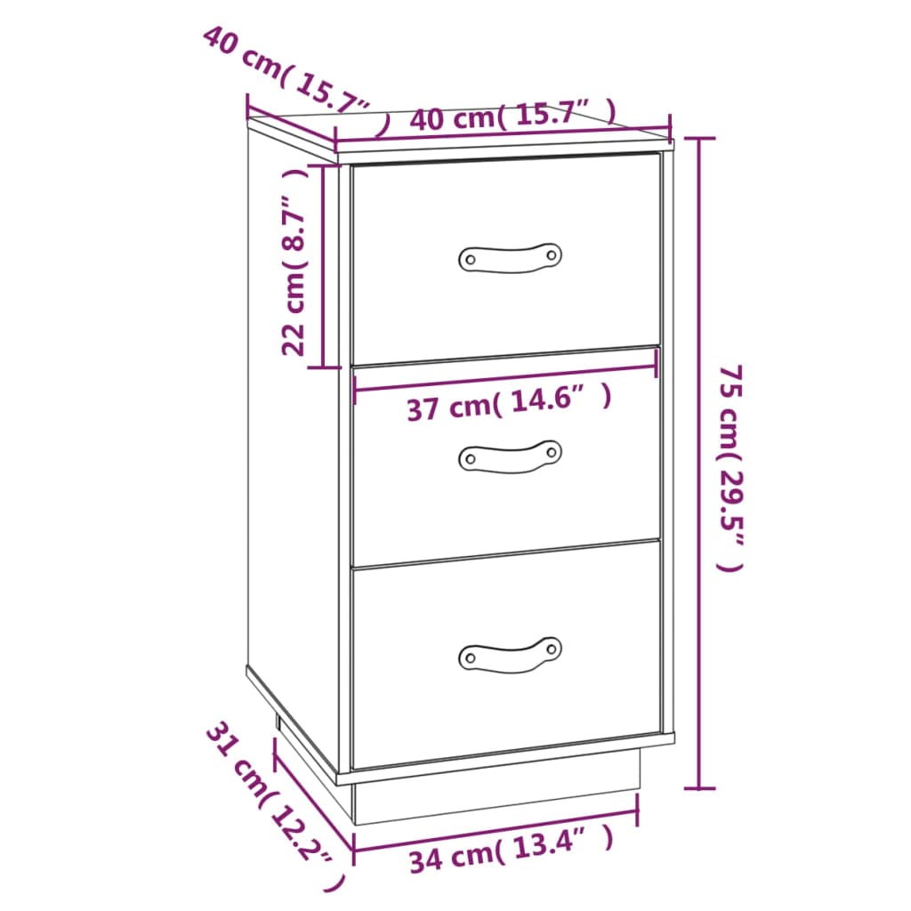 Nattbord Sengbord Honningbrun 40x40x75 cm heltre furu