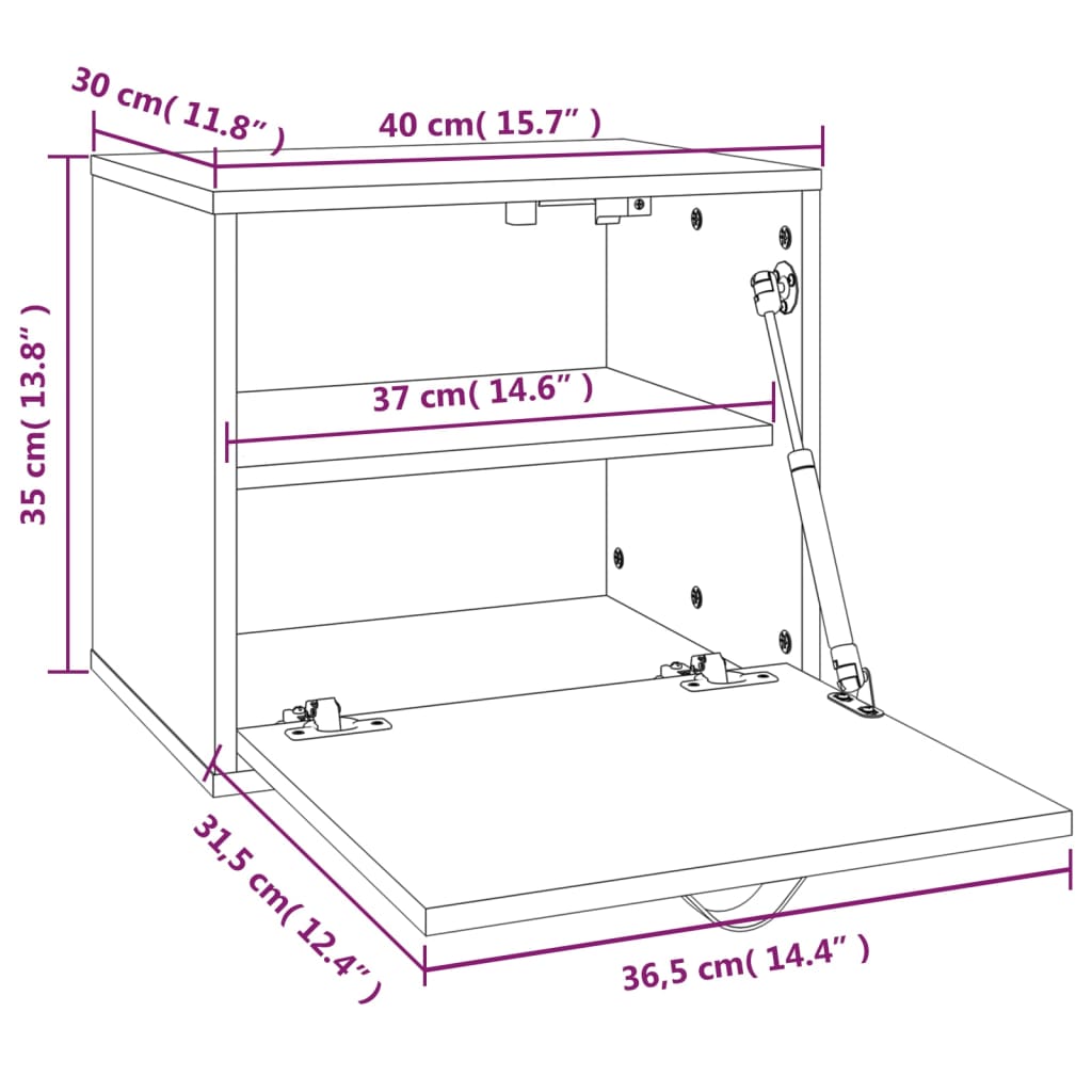 Veggskap 40x30x35 cm heltre furu