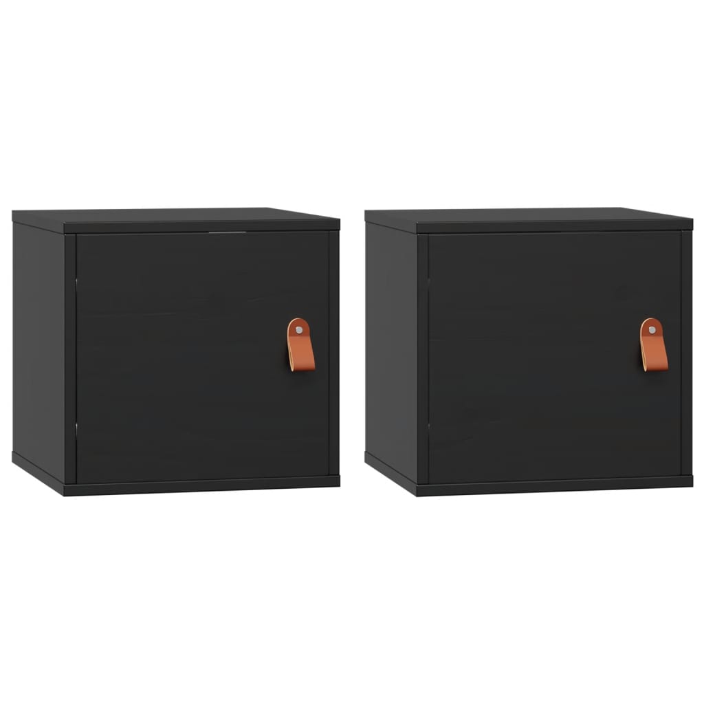 Veggskap 2 stk svart 31,5x30x30 cm heltre furu