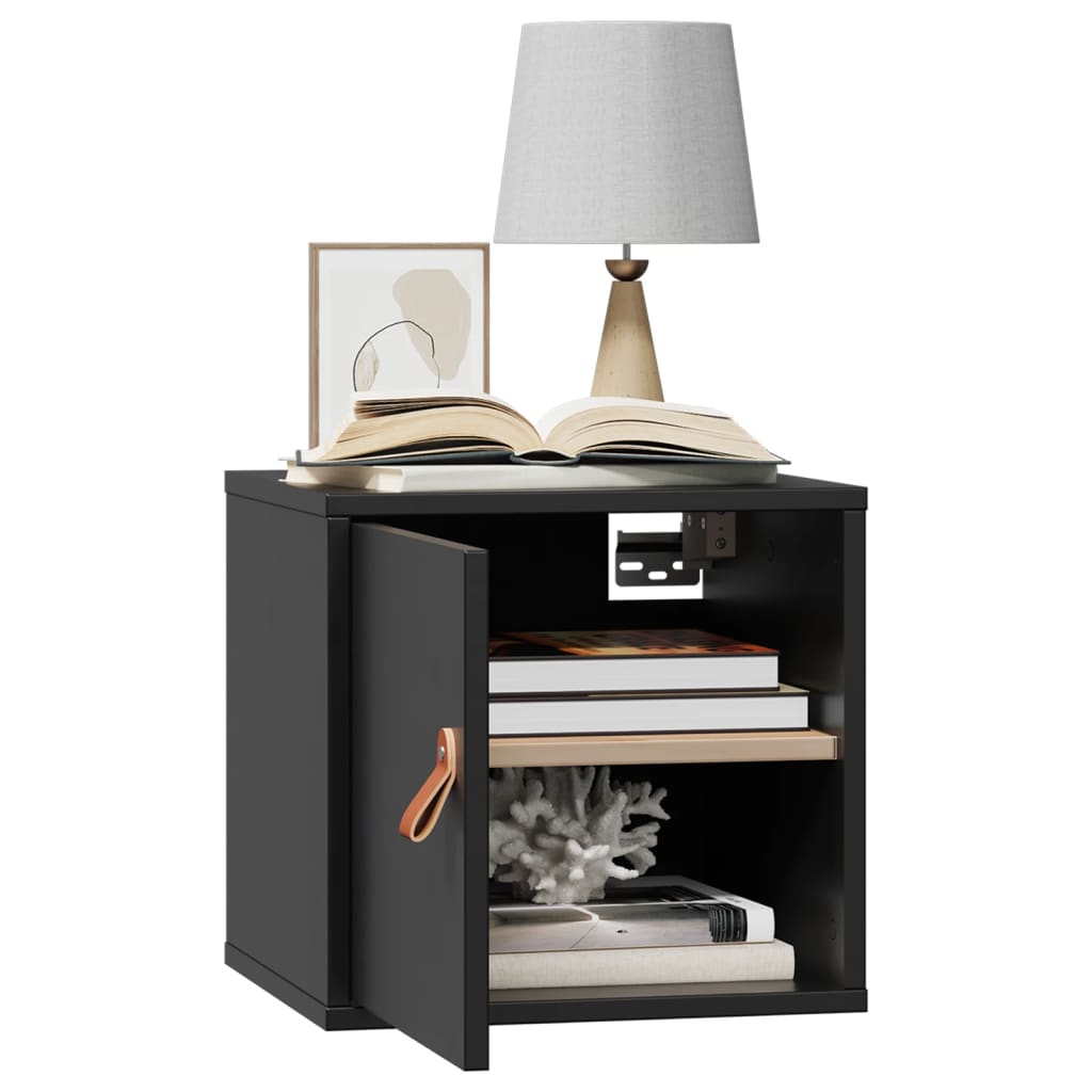 Veggskap 2 stk svart 31,5x30x30 cm heltre furu