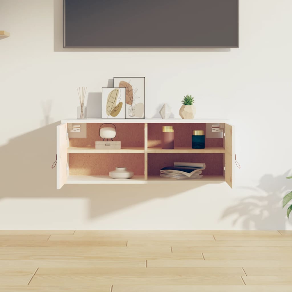 Veggskap Hvit 80x30x30 cm heltre furu