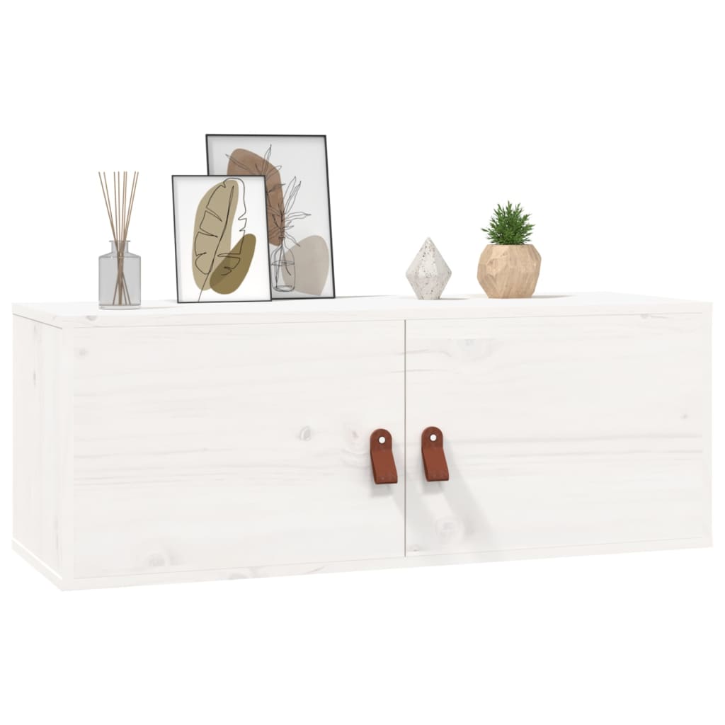 Veggskap 2 stk hvit 80x30x30 cm heltre furu