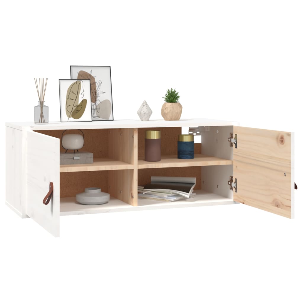 Veggskap 2 stk hvit 80x30x30 cm heltre furu