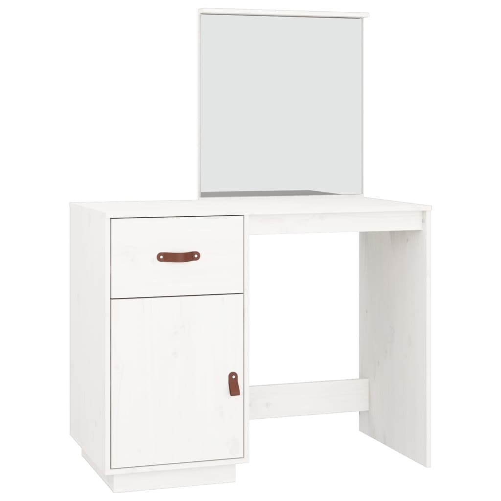 Sminkebord Hvit 95x50x134 cm heltre furu