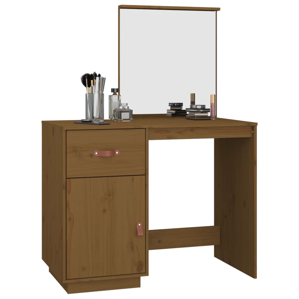 Sminkebord Brun honningbrun 95x50x134 cm heltre furu