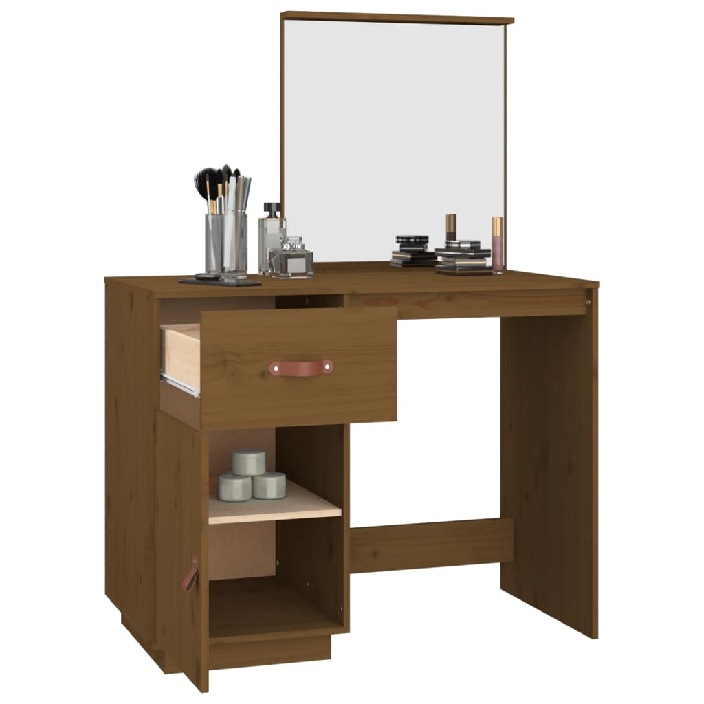 Sminkebord Brun honningbrun 95x50x134 cm heltre furu