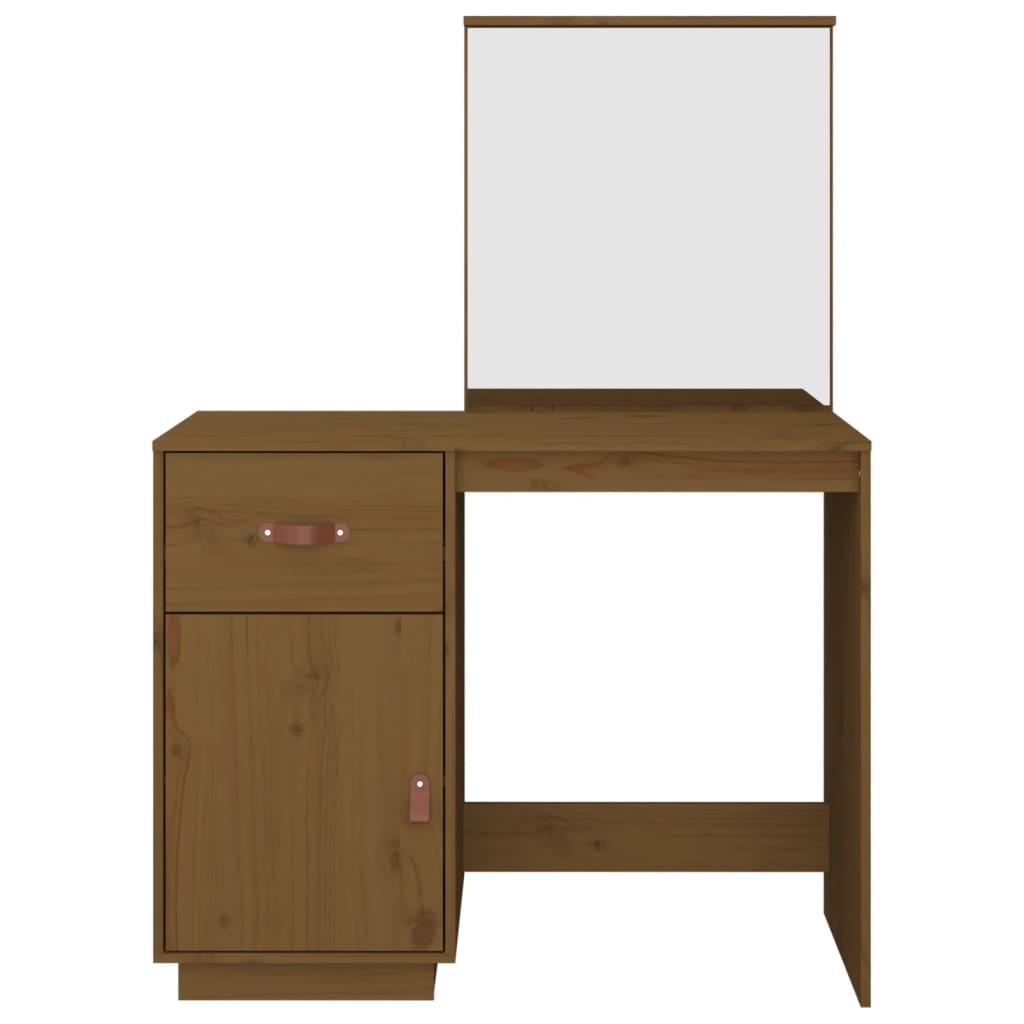 Sminkebord Brun honningbrun 95x50x134 cm heltre furu