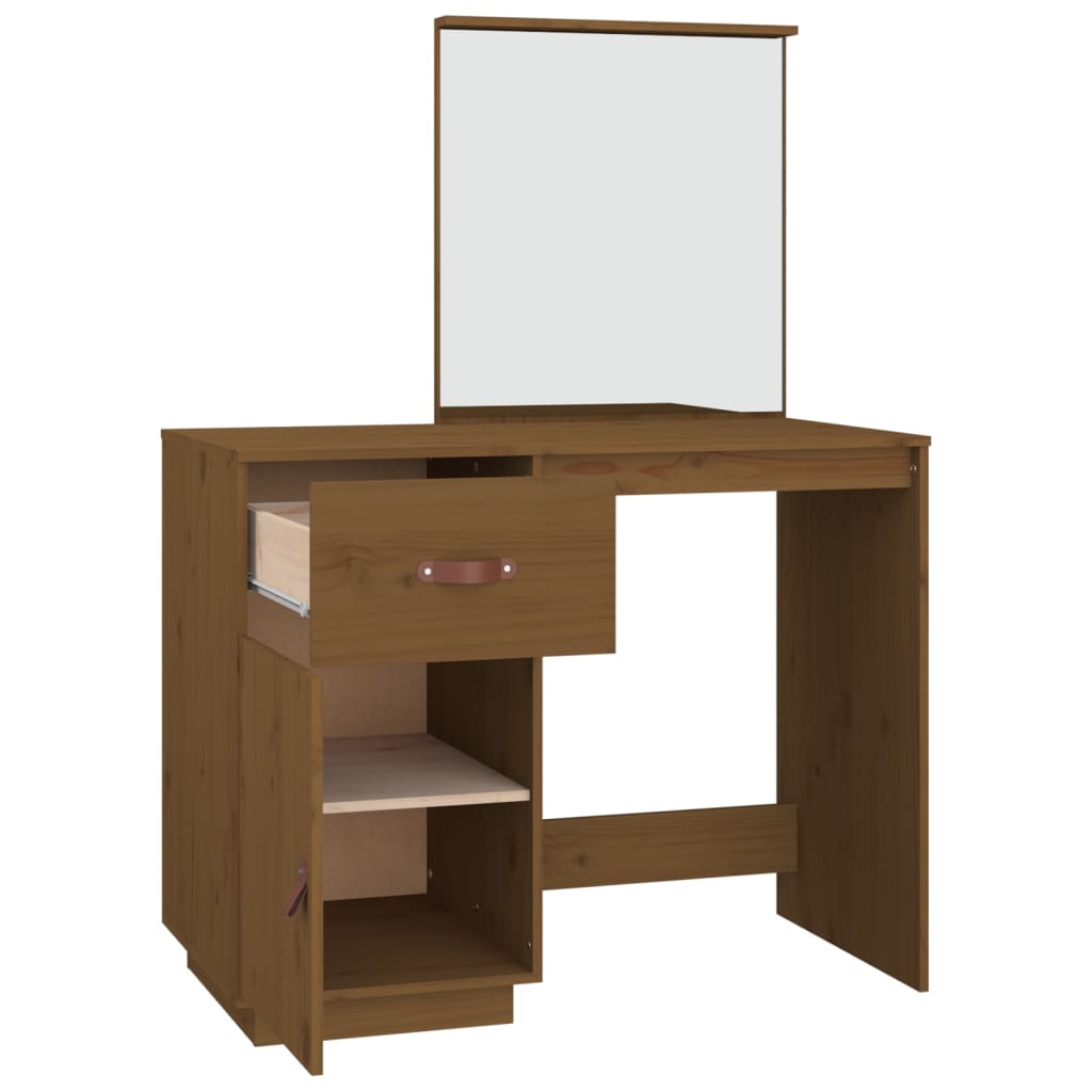Sminkebord Brun honningbrun 95x50x134 cm heltre furu