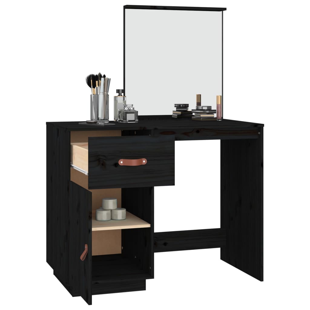 Sminkebord Svart Svart 95x50x134 cm heltre furu