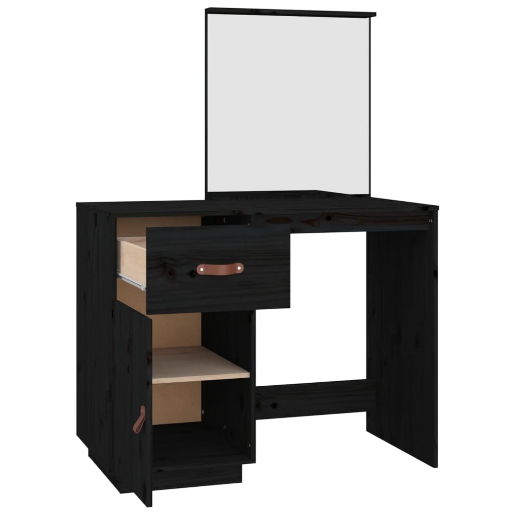 Sminkebord Svart Svart 95x50x134 cm heltre furu