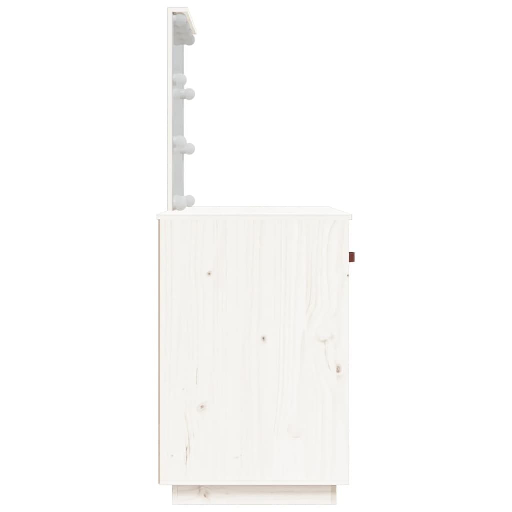 Sminkebord Hvit LED 95x50x133,5 cm heltre furu