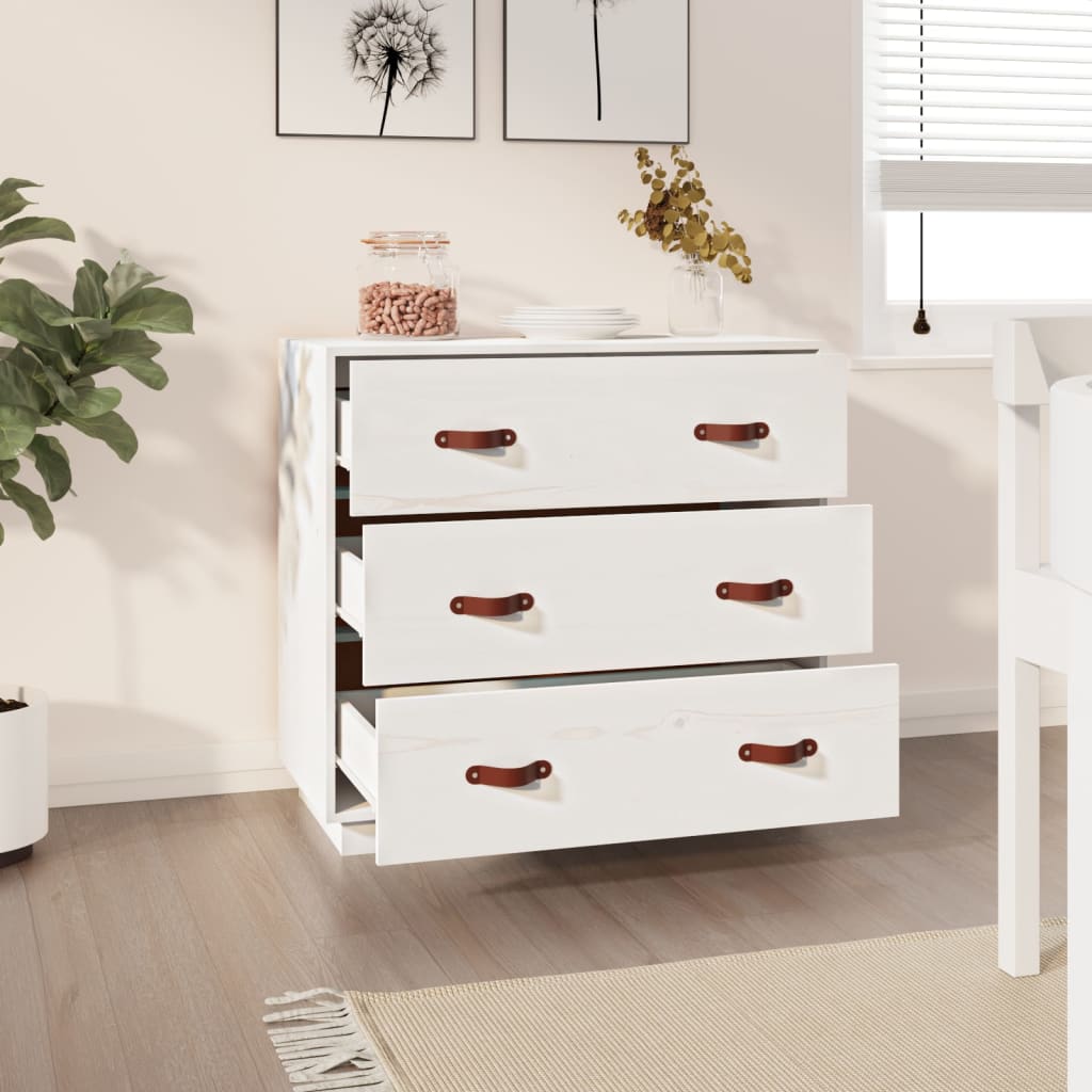 Kommode Hvit 80x40x75 cm heltre furu