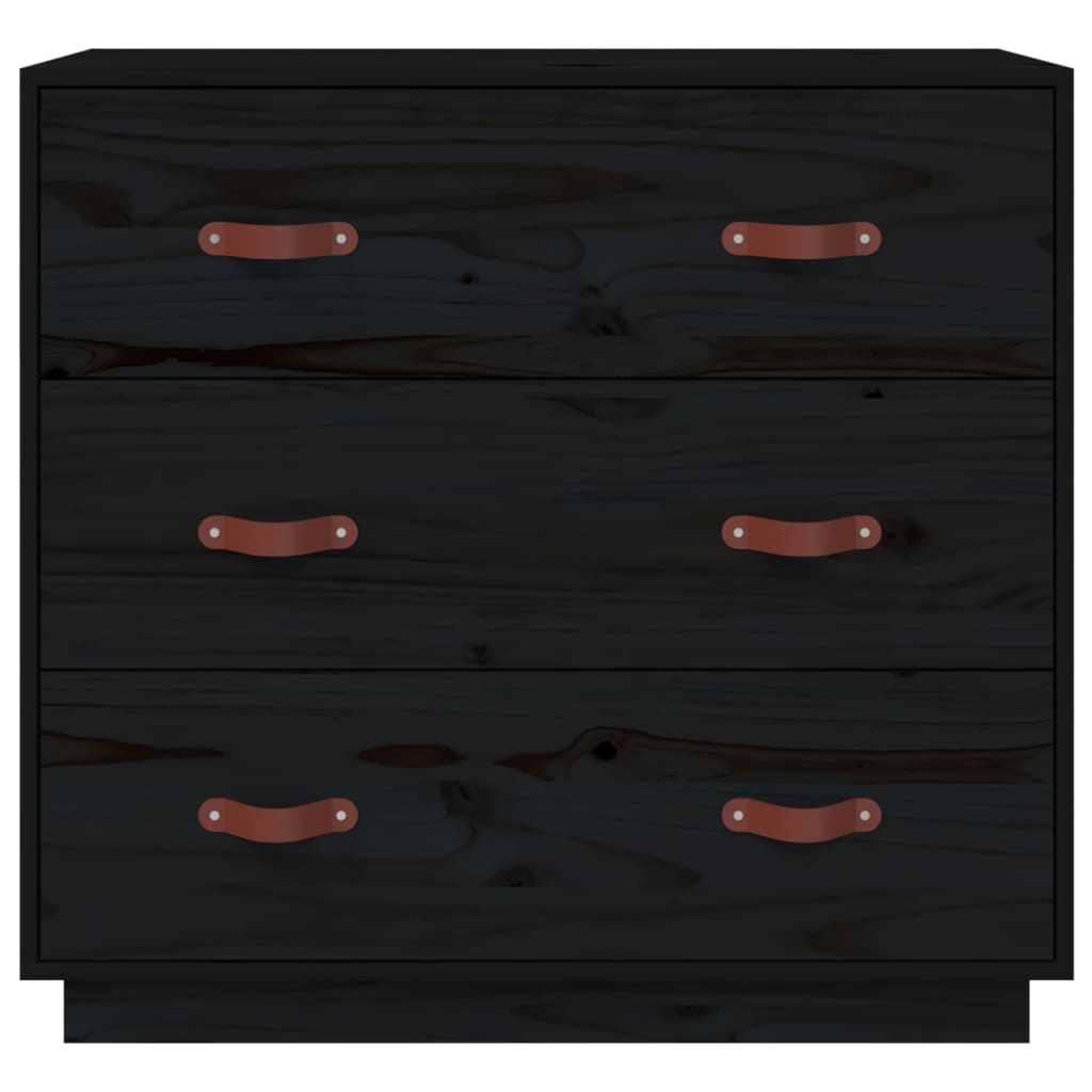 Kommode Svart 80x40x75 cm heltre furu