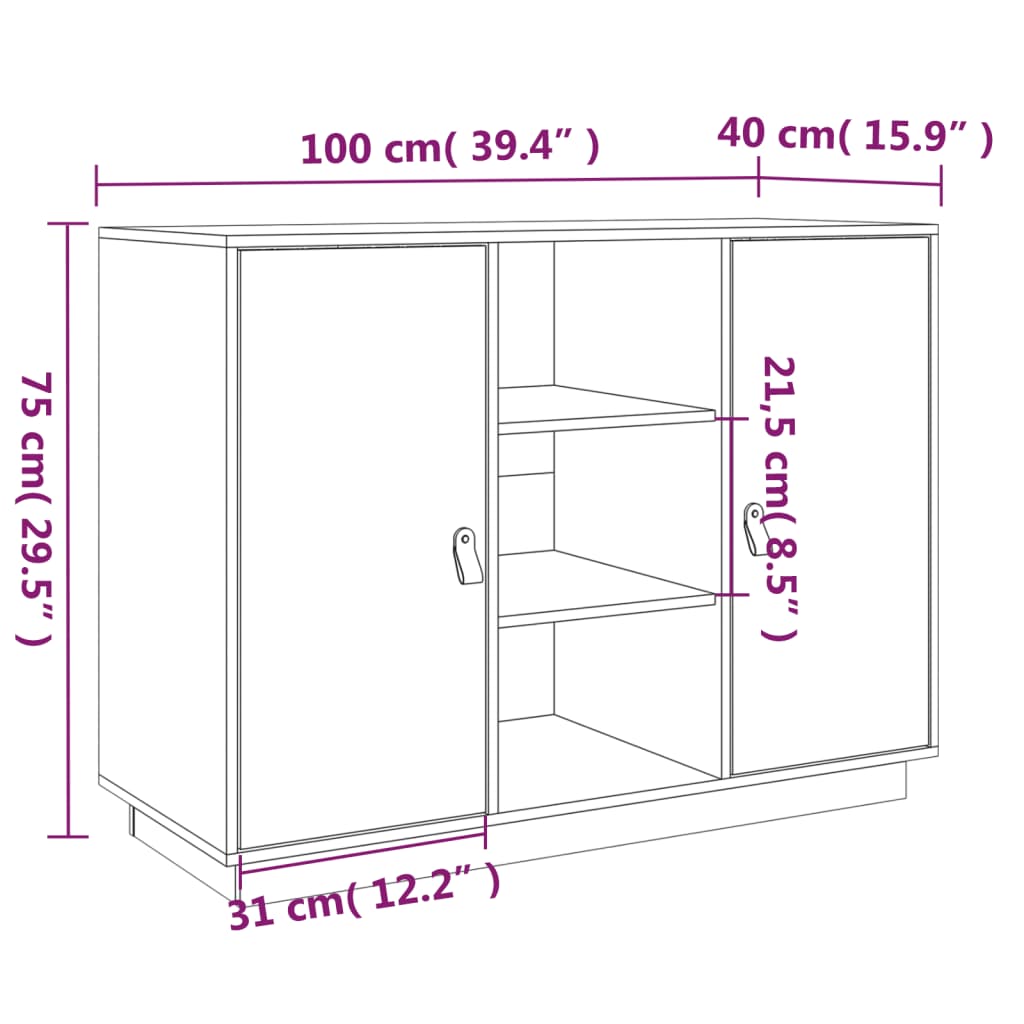 Kommode Tre 100x40x75 cm heltre furu