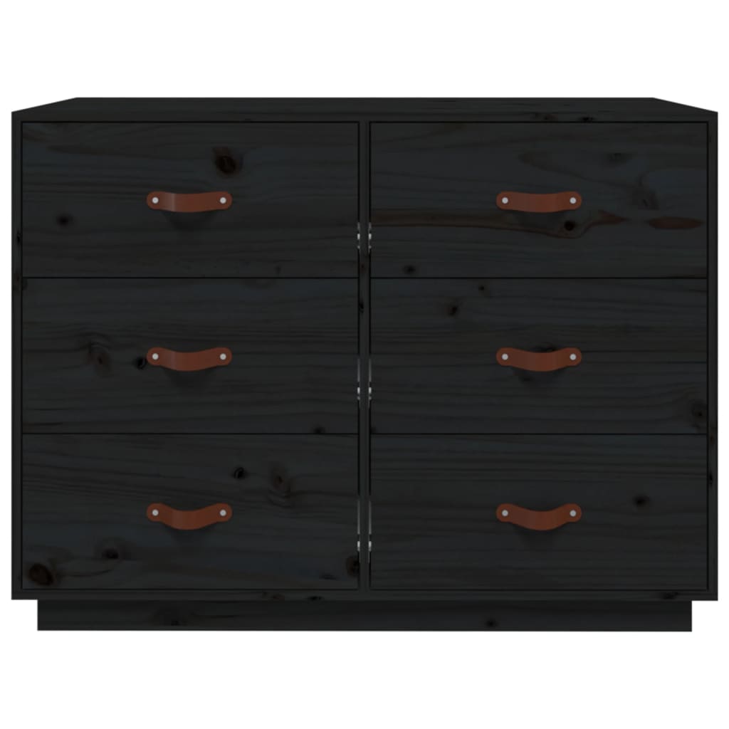 Kommode Svart 100x40x75 cm heltre furu