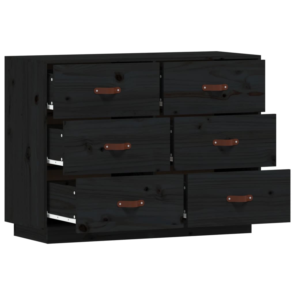 Kommode Svart 100x40x75 cm heltre furu