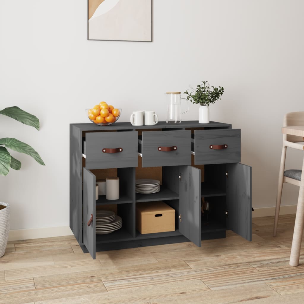 Skjenk grå 100x40x75 cm heltre furu