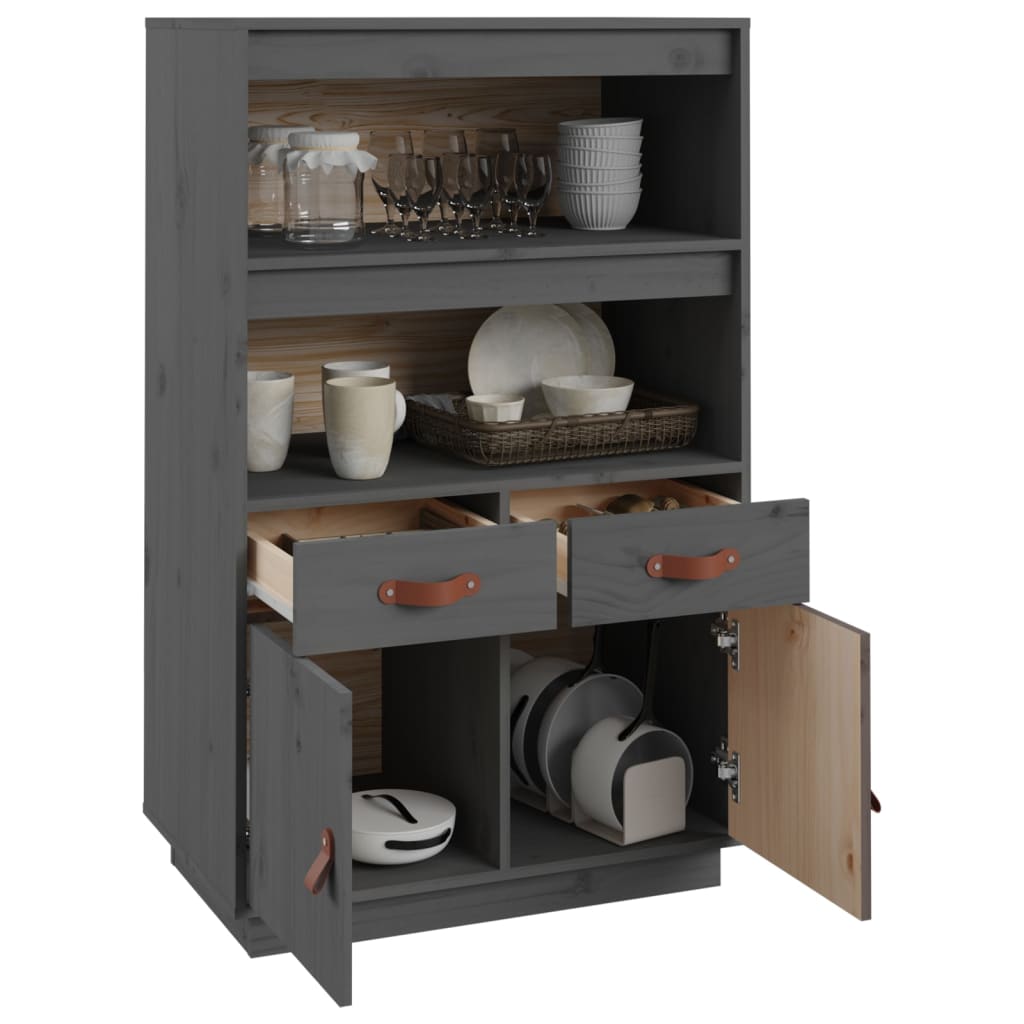 Skap grå 67x40x108,5 cm heltre furu