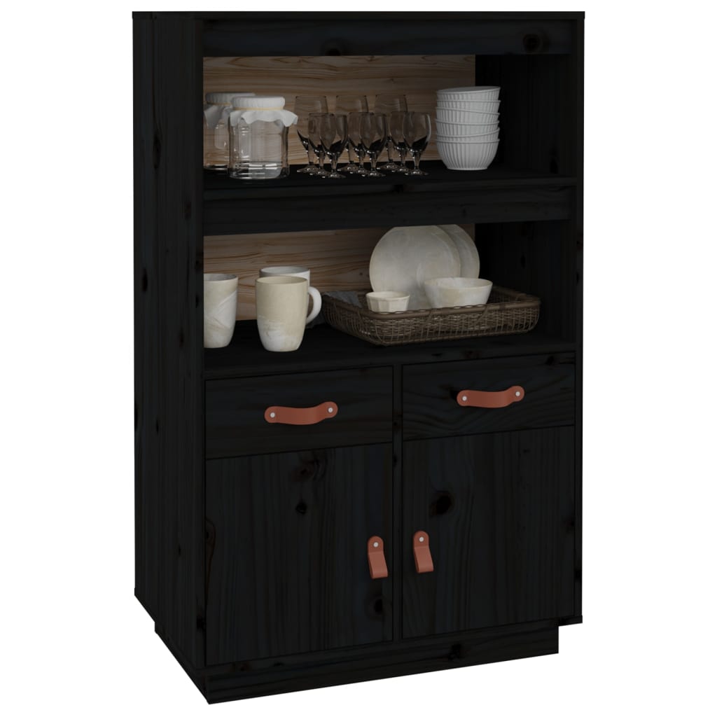 Skap svart 67x40x108,5 cm heltre furu