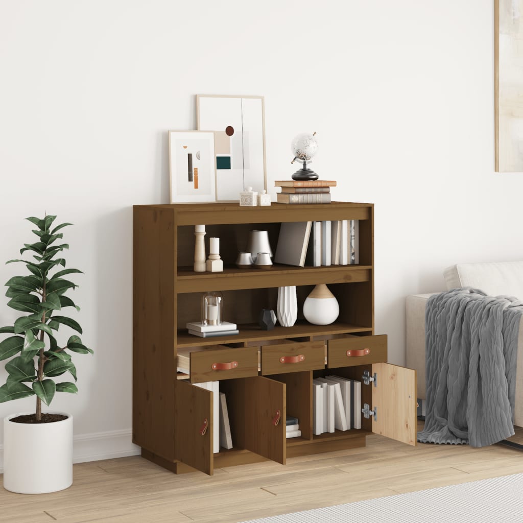 Vitrineskap Tre Honningbrun 100x40x108,5 cm heltre furu