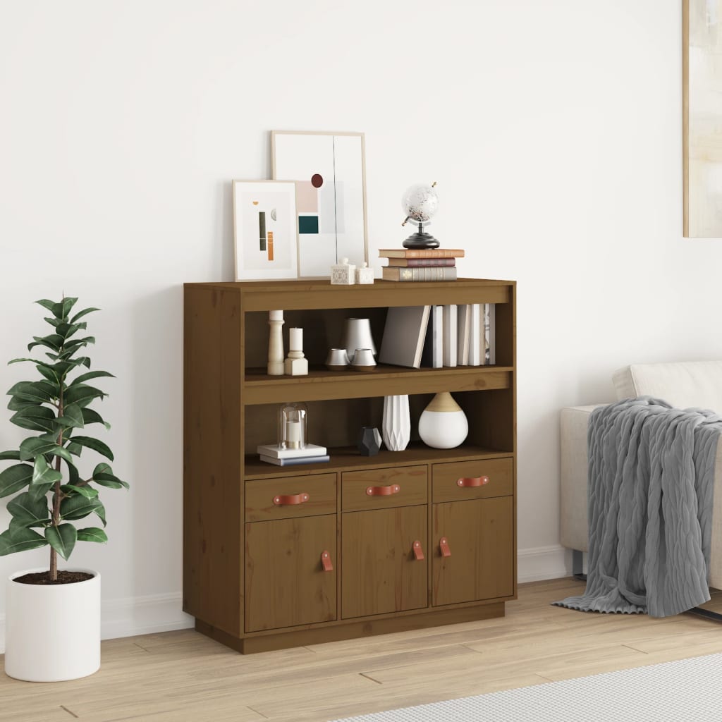 Vitrineskap Tre Honningbrun 100x40x108,5 cm heltre furu