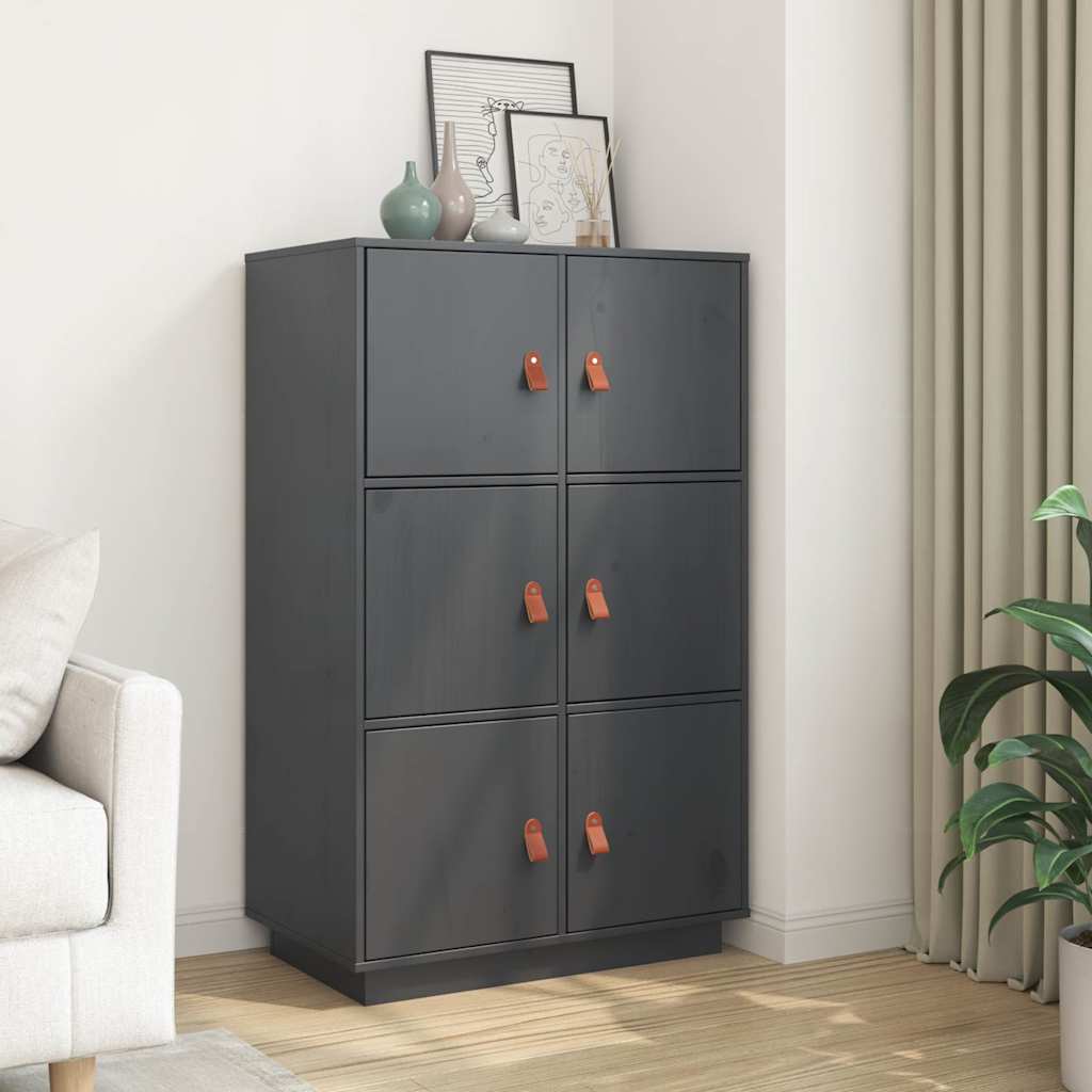 Skap grå 67x40x108,5 cm heltre furu