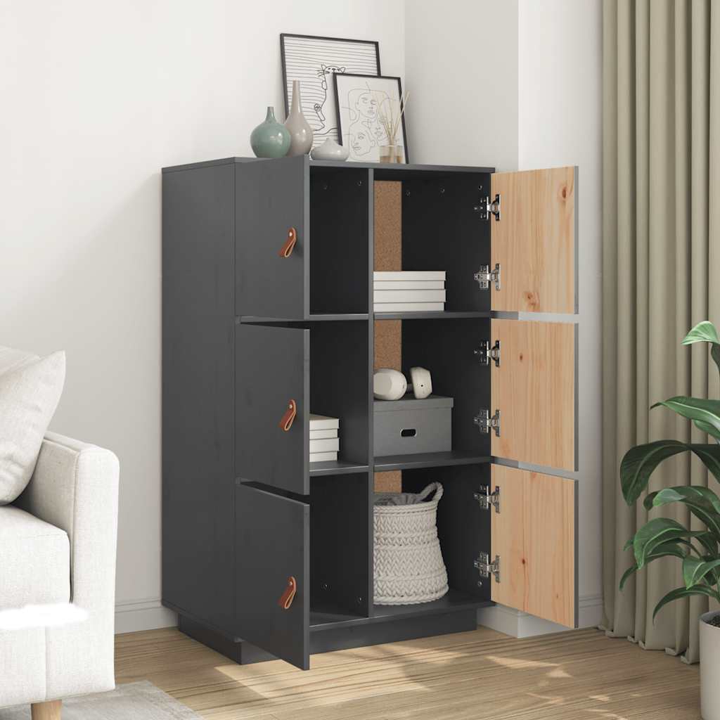 Skap grå 67x40x108,5 cm heltre furu