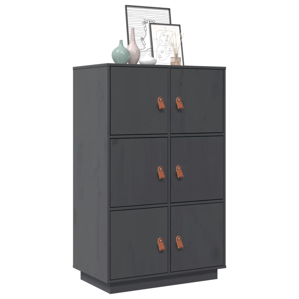 Skap grå 67x40x108,5 cm heltre furu