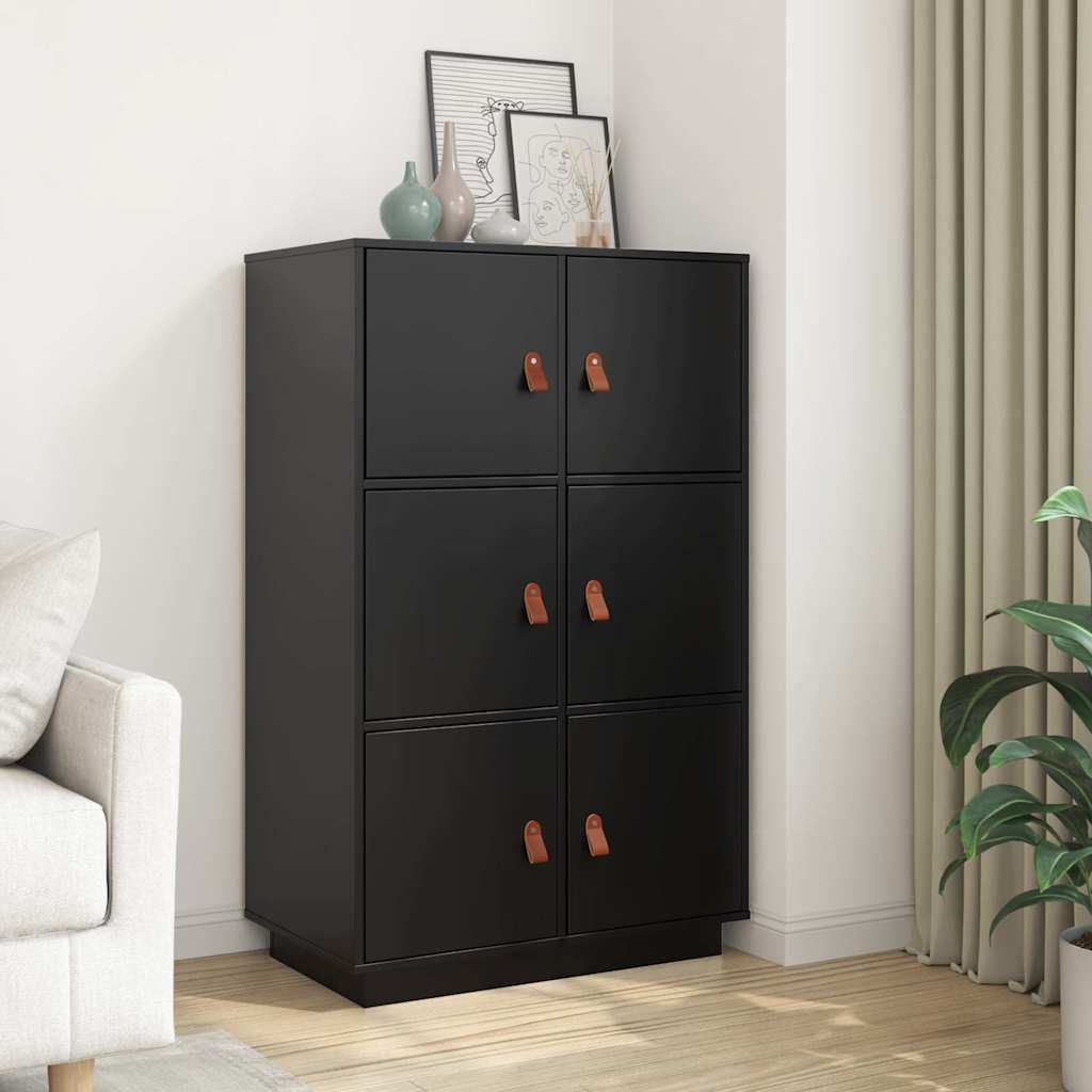 Skap svart 67x40x108,5 cm heltre furu