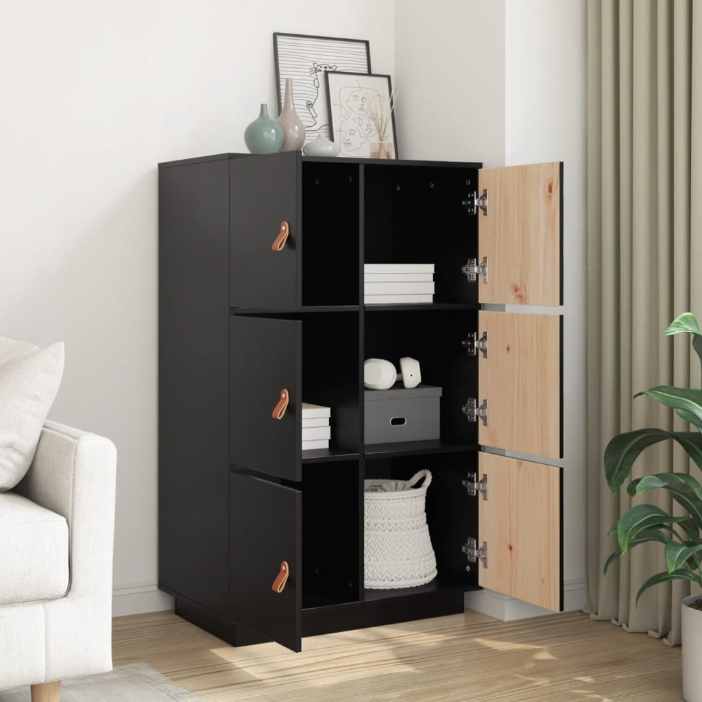 Skap svart 67x40x108,5 cm heltre furu