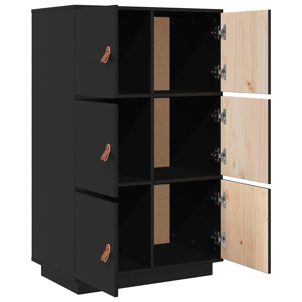 Skap svart 67x40x108,5 cm heltre furu