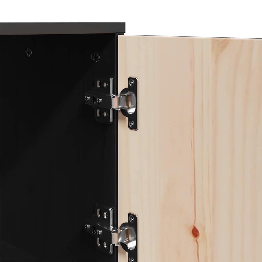 Skap svart 67x40x108,5 cm heltre furu